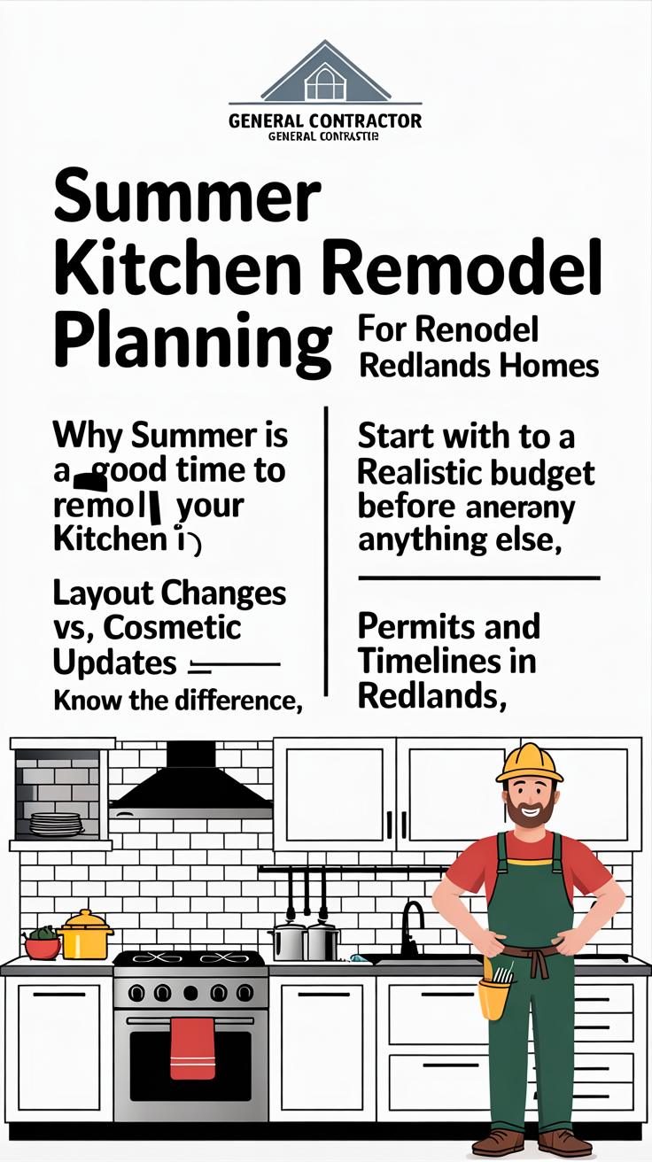 Summer Kitchen Remodel Planning for Redlands Homes — infographic summary