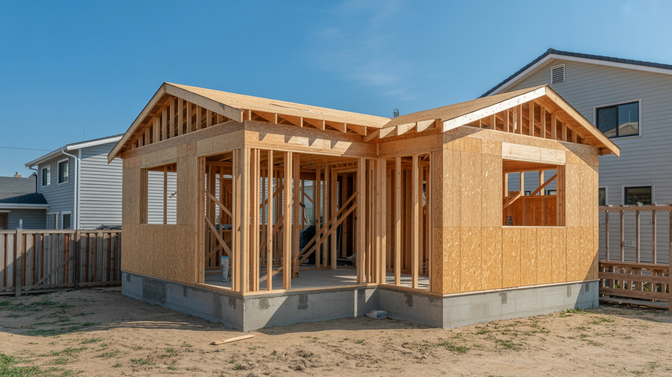 ADU under construction showing professional framing and build quality